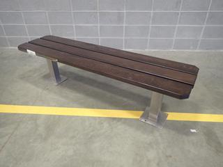 65 3/4in X 17in X 18in Wood Bench w/ Metal Supports *Note: Has Minor Scratches, This Item Is Located At 7103 68AVE NW- Location 2*