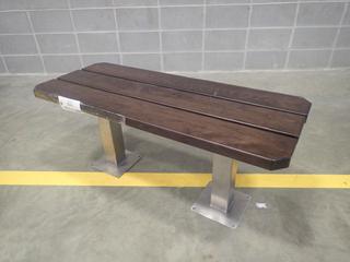 41 3/4in X 17in X 18in Wood Bench w/ Metal Supports *Note: Has Minor Scratches, This Item Is Located At 7103 68AVE NW- Location 2*