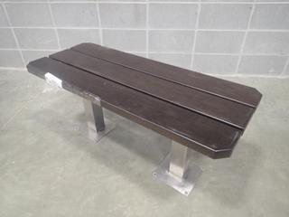 41 3/4in X 17in X 18in Wood Bench w/ Metal Supports *Note: Has Minor Scratches, This Item Is Located At 7103 68AVE NW- Location 2*