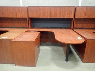 6ft X 70in X 66in L-Shape Office Desk C/w Hutch And 35in X 22in X 29in 2-Drawer Filing Cabinet. *Note: This Item Is Located At 7103 68AVE NW- Location 2*