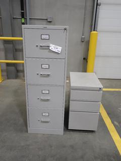 (1) 18in X 25in X 52in 4-Drawer Filing Cabinet C/w (1) 15in X 22in X 26in 3-Drawer Filing Cabinet.*Note: This Item Is Located At 7103 68AVE NW- Location 2*
