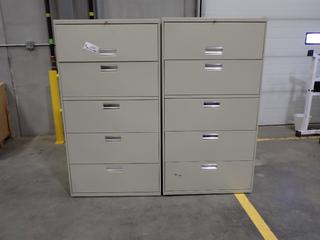 (2) 3ft X 19in X 67in 5-Drawer Filing Cabinets. *Note: This Item Is Located At 7103 68AVE NW- Location 2*