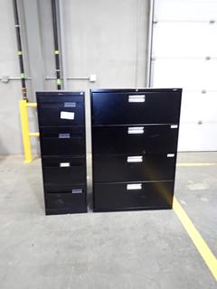 (1) 3ft X 19in X 53in 4-Drawer Filing Cabinet C/w (1) 18in X 26in X 52in 4-Drawer Filing Cabinet. *Note: This Item Is Located At 7103 68AVE NW- Location 2*