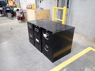 (2) 15in X 26 1/2in X 29in 2-Drawer Filing Cabinets C/w (1) 18in X 25in X 29in 2-Drawer Filing Cabinet. *Note: (1) Drawer Do Not Open, This Item Is Located At 7103 68AVE NW- Location 2*