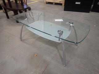 46in X 23in X 17in Glass Coffee Table. *Note: This Item Is Located At 7103 68AVE NW- Location 2*