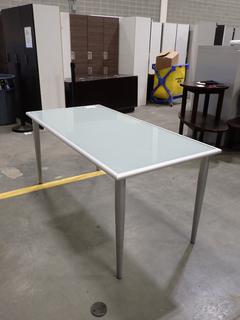 62in X 31in X 29in Glass Top Table *Note: This Item Is Located At 7103 68AVE NW- Location 2*