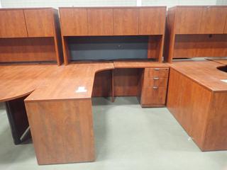 70in X 70in X 24in (W) X 66in (H) L-Shaped Office Desk C/w Hutch. *Note: This Item Is Located At 7103 68AVE NW- Location 2*