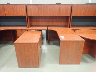 6ft X 70in X 30in (W) X 29in (H) L-Shaped Office Desk C/w Hutch And 35in X 22in X 29in 2-Drawer Filing Cabinet. *Note: This Item Is Located At 7103 68AVE NW- Location 2*