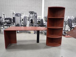 6ft X 20in X 29in Office Desk C/w 20in X 20in X 66in 4-Tier Corner Shelf   *Note: This Item Is Located At 7103 68AVE NW- Location 2*