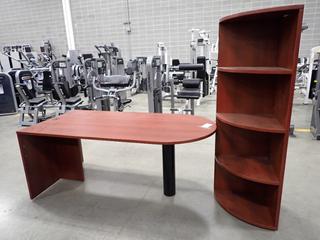 6ft X 20in X 29in Office Table C/w 20in X 20in X 66in 4-Tier Corner Shelf   *Note: This Item Is Located At 7103 68AVE NW- Location 2*