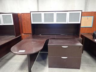 77in X 70in X 66in L-Shaped Office Desk C/w Hutch And 3ft X 22in X 29in 2-Drawer Cabinet. *Note: This Item Is Located At 7103 68AVE NW- Location 2*
