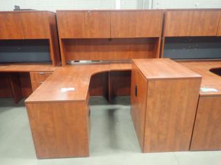 72in X 66in X 22in (W) X 29in (H) L-Shaped Office Desk C/w Hutch And 36in X 22in X 37in 2-Door Cabinet. *Note: This Item Is Located At 7103 68AVE NW- Location 2*