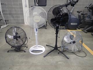 (1) Uberhaus Pro, (1) Commercial Electric, (1) For Living And (1) Airworks 120V Fans *Note: This Item Is Located At 7103 68AVE NW- Location 2*
