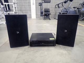(2) JBL Control 29AV-1 Wall Mtd 110W 100V Loud Speakers C/w Sony CDP-C225 CD Player *Note: This Item Is Located At 7103 68AVE NW- Location 2*