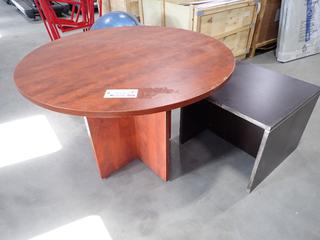 42in X 29in Round Table C/w 2ft X 19.5in End Table