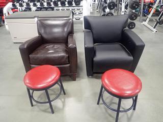 (2) Waiting Room Chairs C/w (2) Stools *Note: This Item Is Located At 7103 68AVE NW- Location 2*