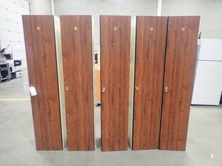 Qty Of (5) 15in X 15in X 72in Single Door Lockers *Note: (1) Missing Latch, This Item Is Located At 7103 68AVE NW- Location 2*