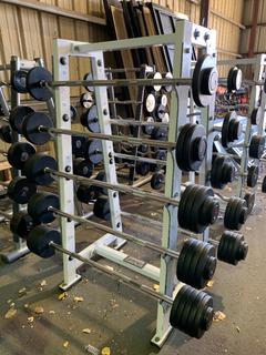 Hammer Strength Barbell Rack w/ 20lbs - 110lbs Barbells.