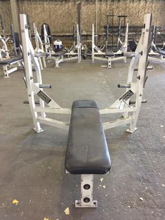 Hammer Strength Olympic Bench w/ Weight Rack, S/N 1698.