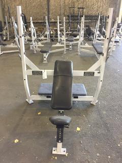 Hammer Strength Incline Olympic Bench w/ Weight Rack.