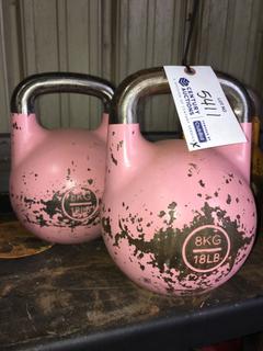 (2) 8Kg / 18lb Kettle Bells.