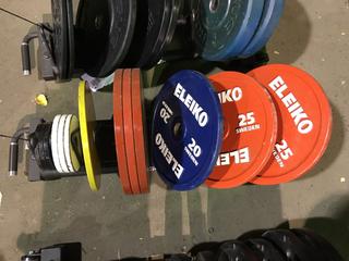 Rogue Horizontal Plate Rack w/ Assorted Eleiko Weight Plates.