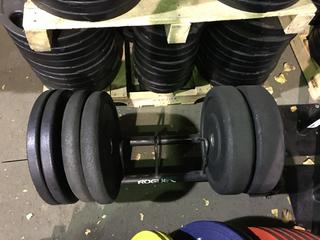 Rogue Horizontal Plate Rack w/ Assorted Weight Plates.
