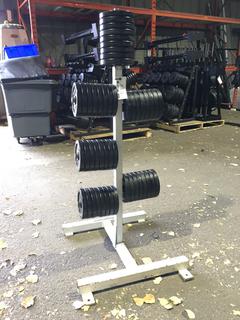 Magnum Weight Plate Rack w/ Weight Plates.