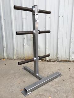 Silver Weight Plate Rack w/ Weight Paltes.