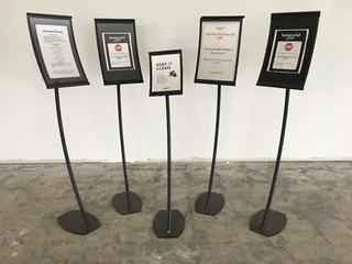 (5) Curved Metal Sign Stands.