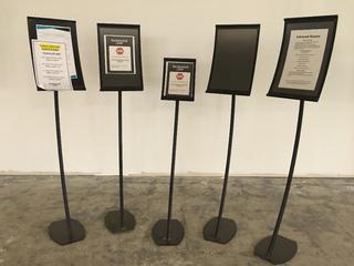(5) Curved Metal Sign Stands.