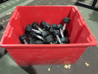 Quantity of 3lb, 5lb & 8lb Hex Dumbbells.