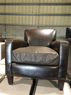 Brown Faux Leather Club Chair.