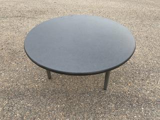 Coffee Table with Metal Legs 42"D x 21 1/2"H.