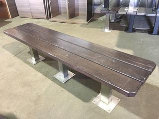 Wood Bench With Metal Legs, 72"L x 16-1/2"W x 18"H.
