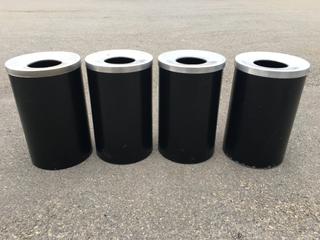 (4) Black Garbage Bins.
