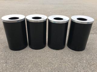 (4) Black Garbage Bins.