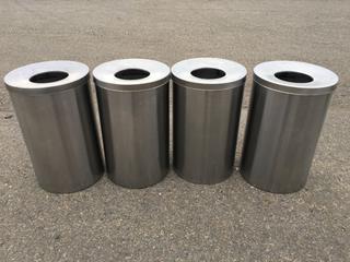 (4) Stainless Steel Garbage Bins.