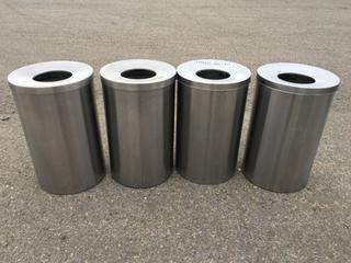 (4) Stainless Steel Garbage Bins.