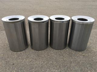 (4) Stainless Steel Garbage Bins.