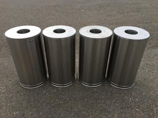 (4) Smaller Stainless Steel Garbage Bins.