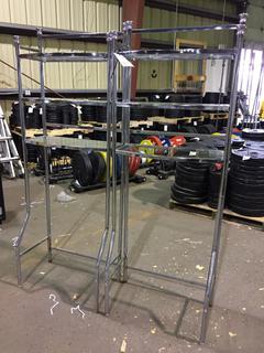 (2) Metal Over the Toilet Stands c/w Glass Shelves.