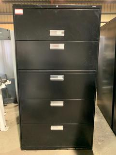 Metal 5-Drawer File Cabinet, 36"x 19"x 67".