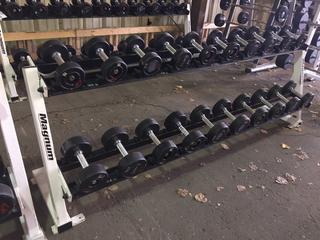 Magnum Dumbbell Rack w/ 5lbs - 27.5lbs Dumbbell Set, S/N 41445.
