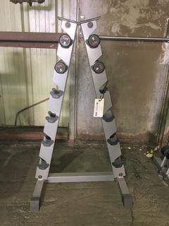 Small Dumbbell Rack w/ (4) GPI 5lbs Dumbbells.