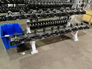 Hammer Strength Dumbbell Rack w/ 8lbs - 20lbs Dumbbells.