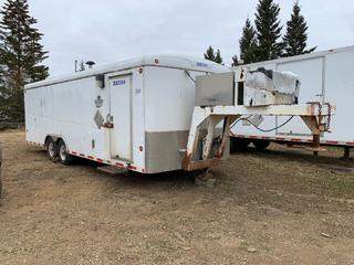 2003 Royal Cargo 24ft T/A Fifth Wheel Enclosed Trailer C/w Custom Built Fifth Wheel Front End, Fuel Tank, Yanmar 6kw 240/120V Single Phase Generator, 92HRS, SN A04F244566, Leroy 185CFM Compressor w/ Perkins 4cyl Diesel, 627hrs, SN 3112X689., Rear Barn Doors, Wired, Partially Insulated. VIN 2S9PK531243012716 *Note: Setup For Snow Making*