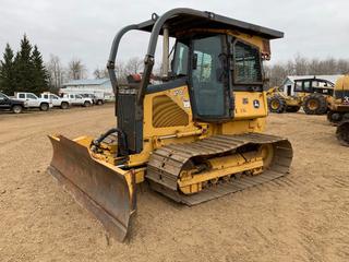 2005 John Deere 450J Crawler Dozer C/w 121in 6-Way Dozer, Sweeps, Side And Rear Screens, AC Cab, Winch, 30in SBG Pads w/ Corks, U/C 70%. Showing 4546hrs. SN T0450JX103636 *Note: New Drop In Engine @4000hrs* 