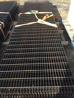 Quantity of Steel Grating 1" Thick Approx. 3'x11' and 3'x14'. Control # 8228.
