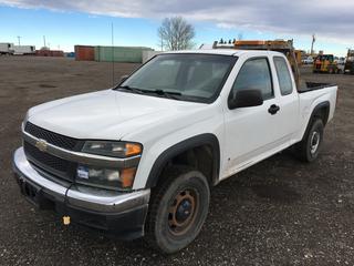 2007 Chev Colorado Extended Cab 4x4 P/U c/w 3.7L V6, Auto, A/C, Advisory Controller w/Amber Light Bar & LED Roof Light, Spray On Box Liner, Tow Hitch Receiver, Showing 92,708 Kms. VIN 1GCDT19E178225519